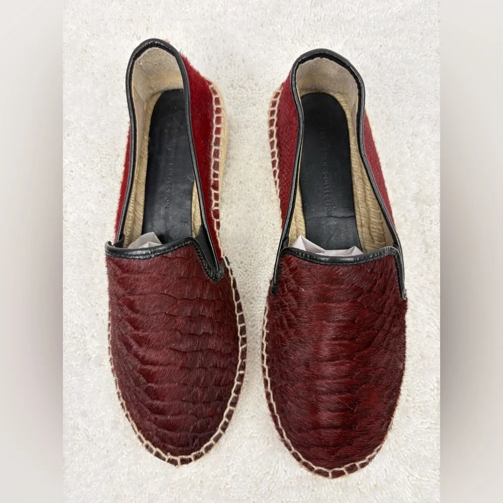 Zara Basic Red Ponyhair Espadrilles Loafers